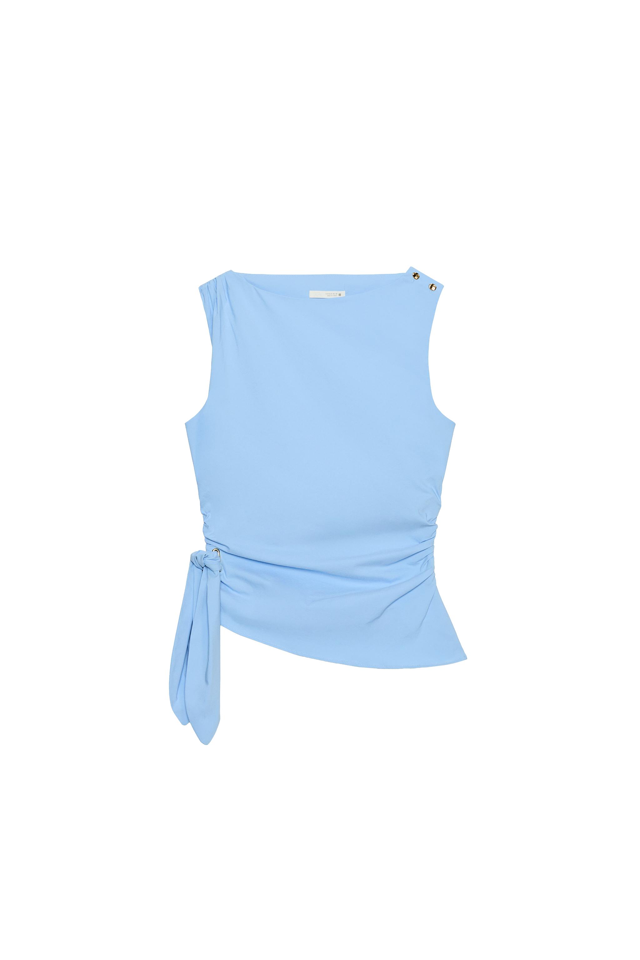 KNOTTED POPLIN TOP - Sky blue | ZARA United States