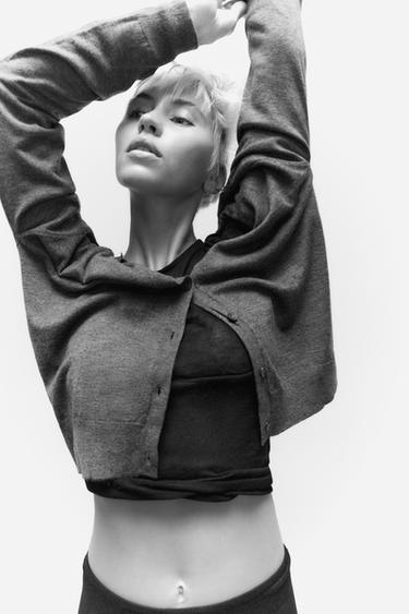 FINE WOOL CARDIGAN - Mid-grey by Zara