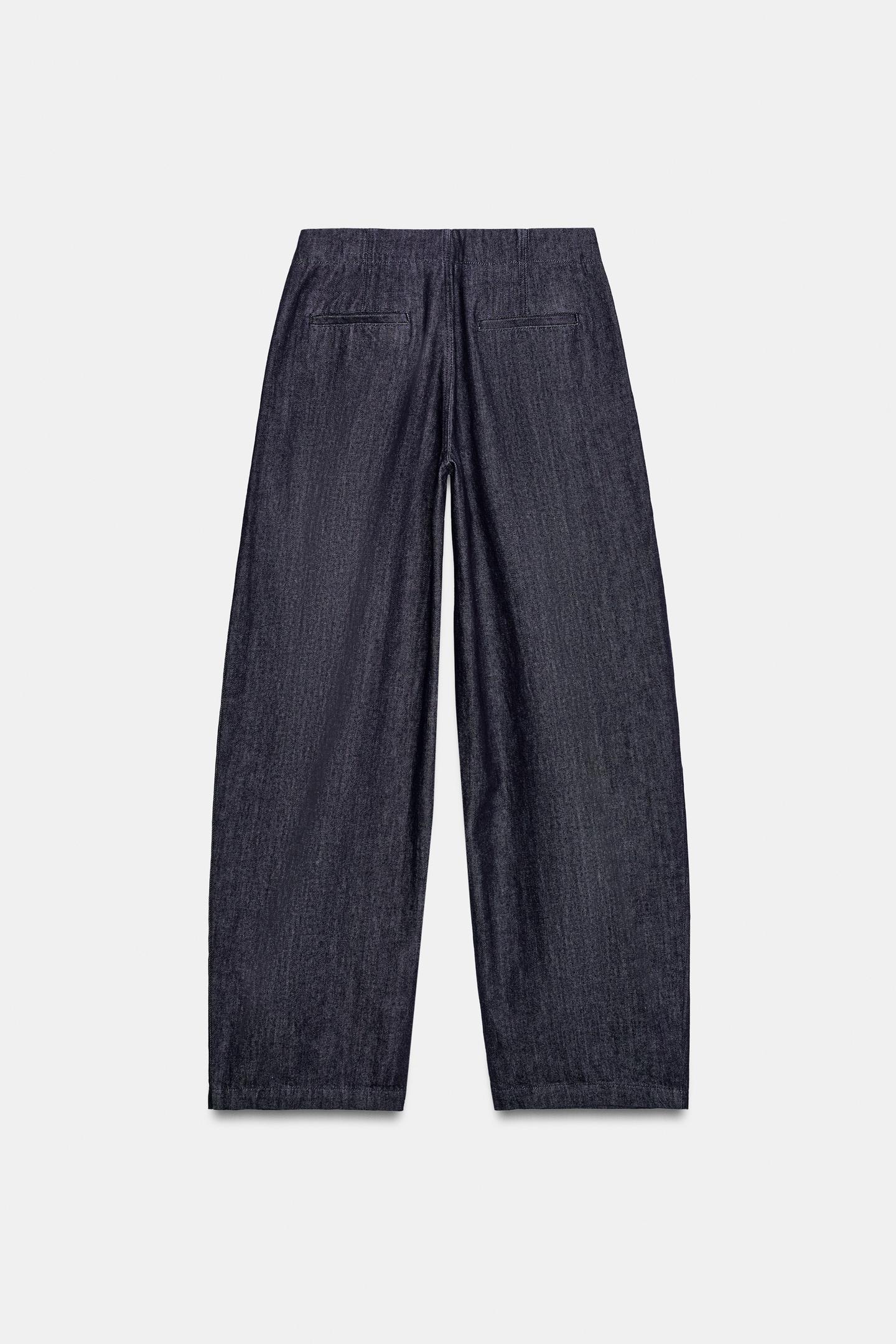 Женские джинсы Zara Mid-Rise ZW Collection Barrel, цвет: Синий — фото 7