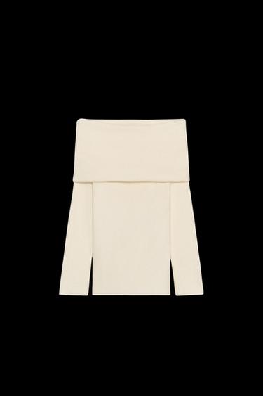 GATHERED STRAPLESS KNIT TOP - Ecru by Zara