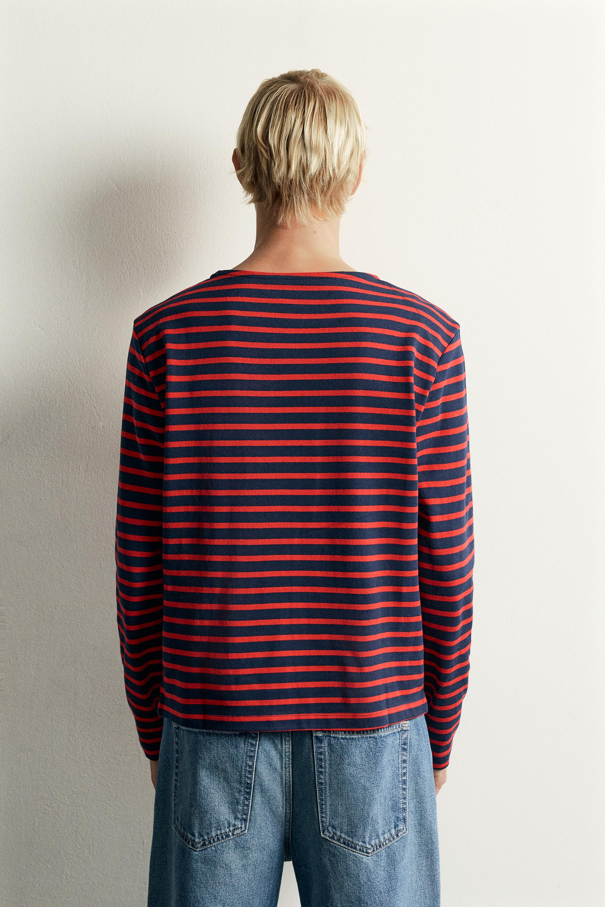 T-SHIRT JACQUARD À RAYURES COUPE DÉCONTRACTÉE