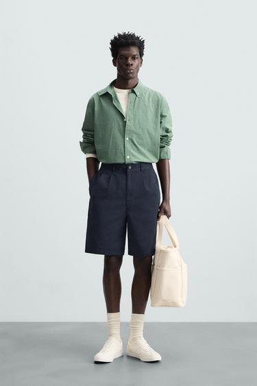 BERMUDA RELAXED FIT PLIEGUES - Marino oscuro de Zara - Imagen 0