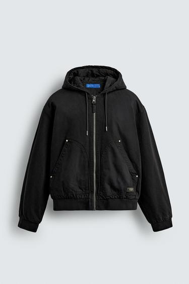 ÁO KHOÁC CHẦN BÔNG CÓ MŨ - Màu đen từ Zara