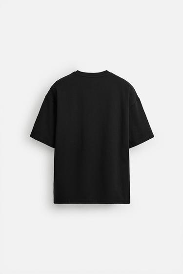 T-SHIRT AVEC INSCRIPTION BRODÉE - Noir de Zara - Image 7