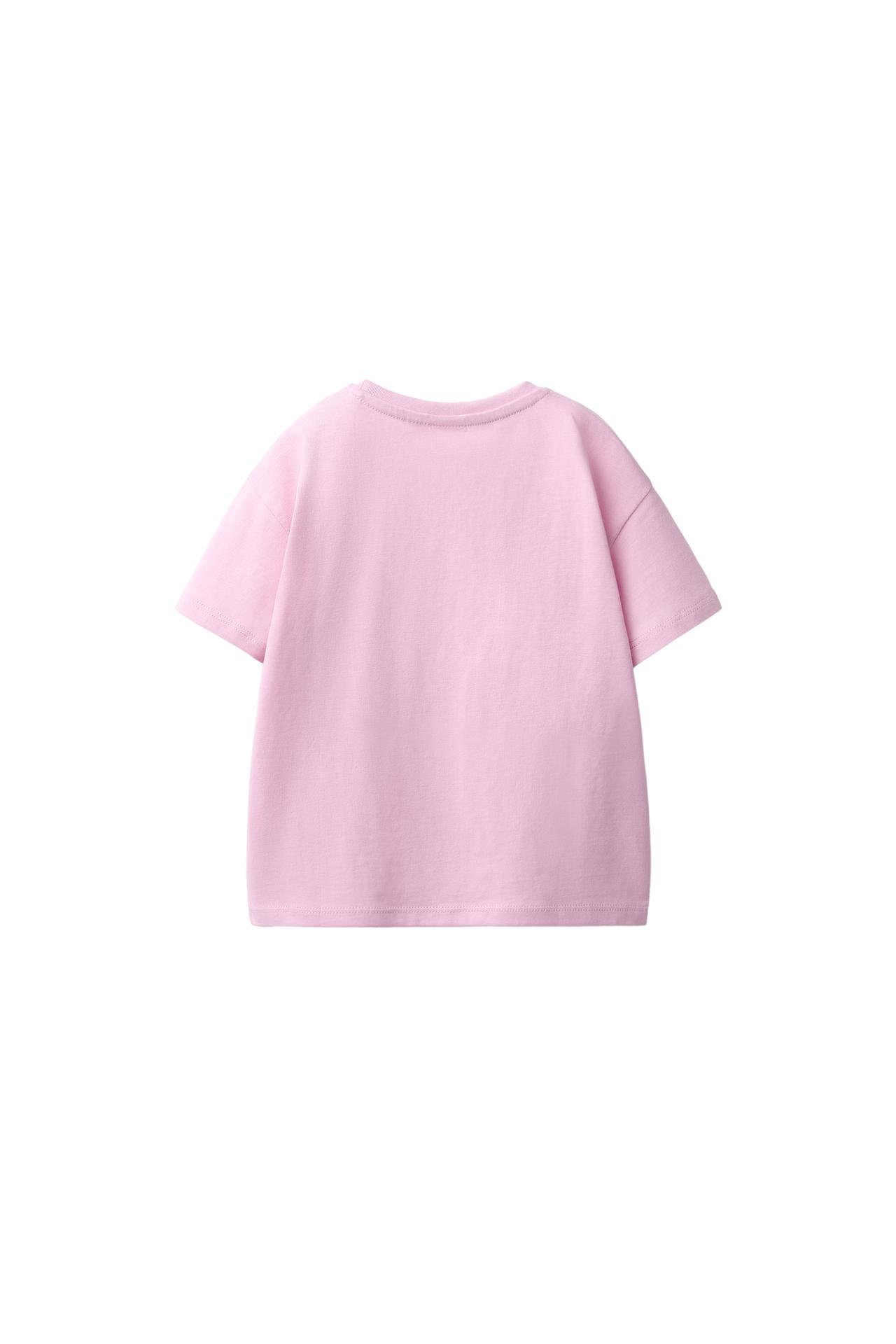 EMBROIDERED HEART PLAIN T-SHIRT — Pink