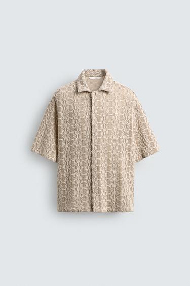 CROCHET TEXTURED SHIRT - camel by Zara