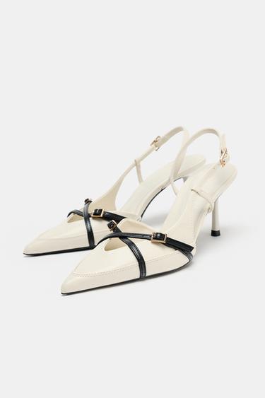 STRAPPY HEELED BUCKLED SHOES - white by Zara - Image 3