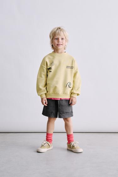Zara SURF PRINT SWEATSHIRT - Washed green