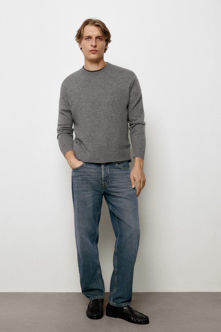Slim fit cropped jeans — Mid-blue