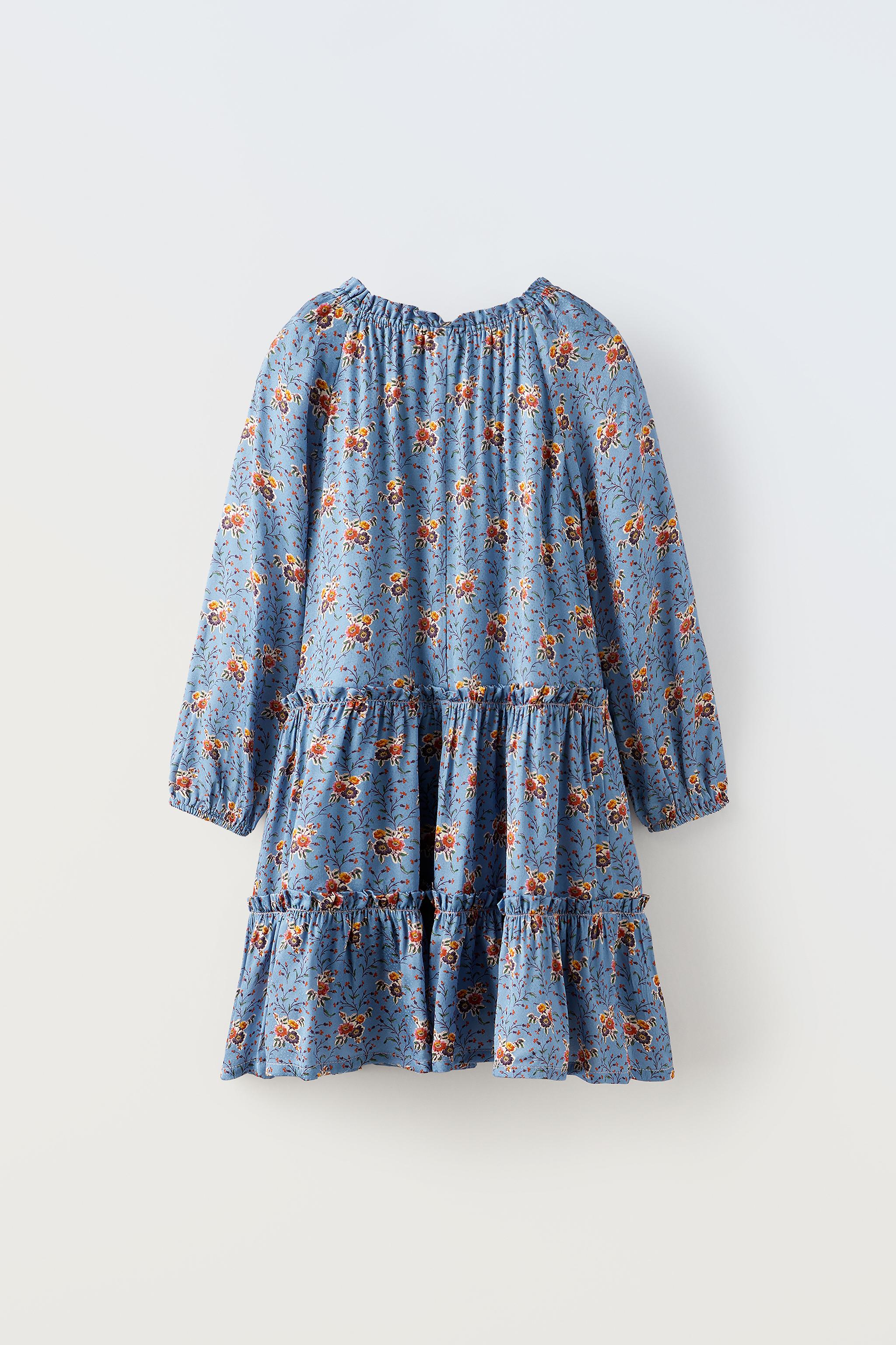 Zara blue clearance floral dress