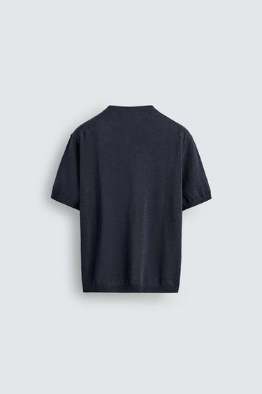 REGULAR FIT KNIT T-SHIRT - Navy blue by Zara - Image 7