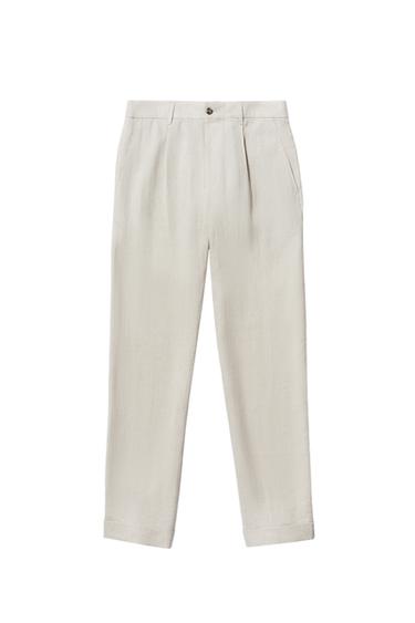 Zara 100% LINEN SUIT PANTS - Sand