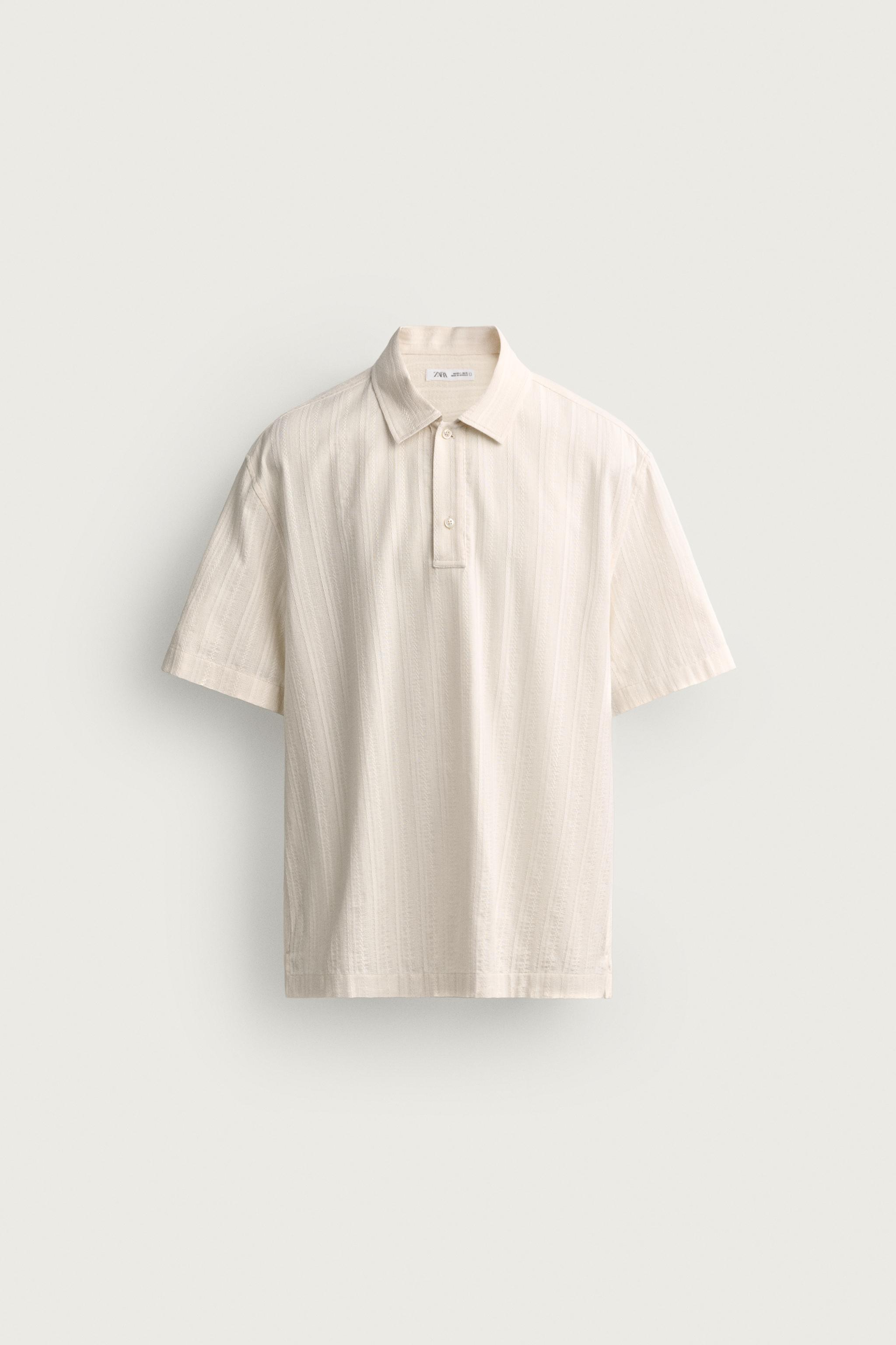 REGULAR FIT JACQUARD POLO SHIRT — Oyster-white