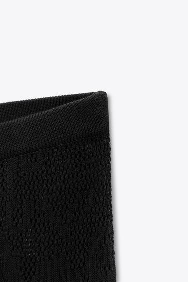 FLORAL STRUCTURE KNIT TROUSERS - Black by Zara - Image 7