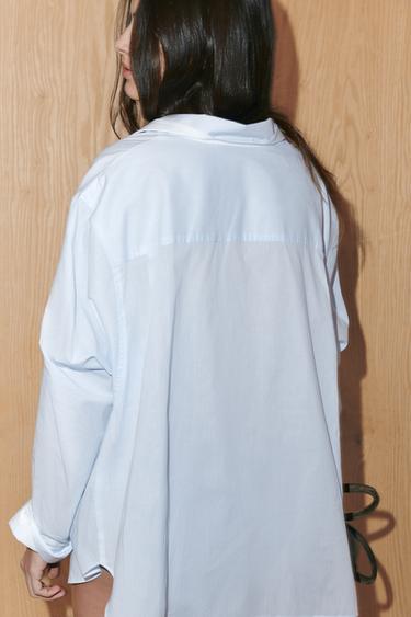 OVERSIZE STRIPED BATWING SLEEVE SHIRT - Blue/White by Zara - Image 2