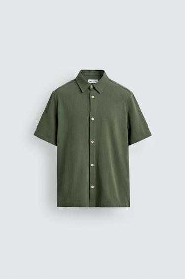 REGULAR FIT TEXTURED SHIRT - Green by Zara