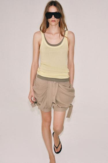 Zara FLUIDNA MAJICA NA BRETELE – Žuta