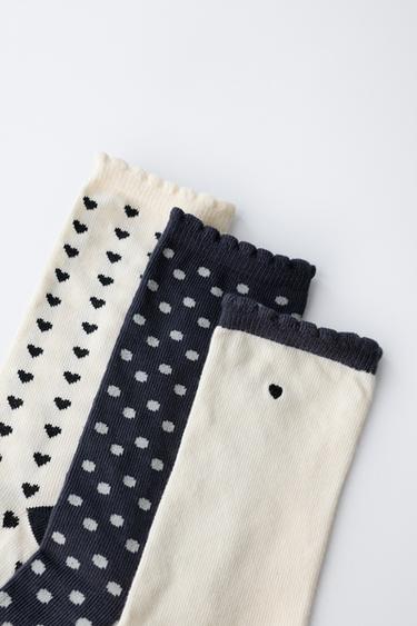 3-PACK OF HEART AND POLKA DOT SOCKS - Ecru / Black by Zara - Image 2