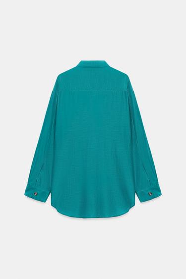 ZW COLLECTION FLOWY SHIRT WITH POCKETS - Petrol blue by Zara - Image 5