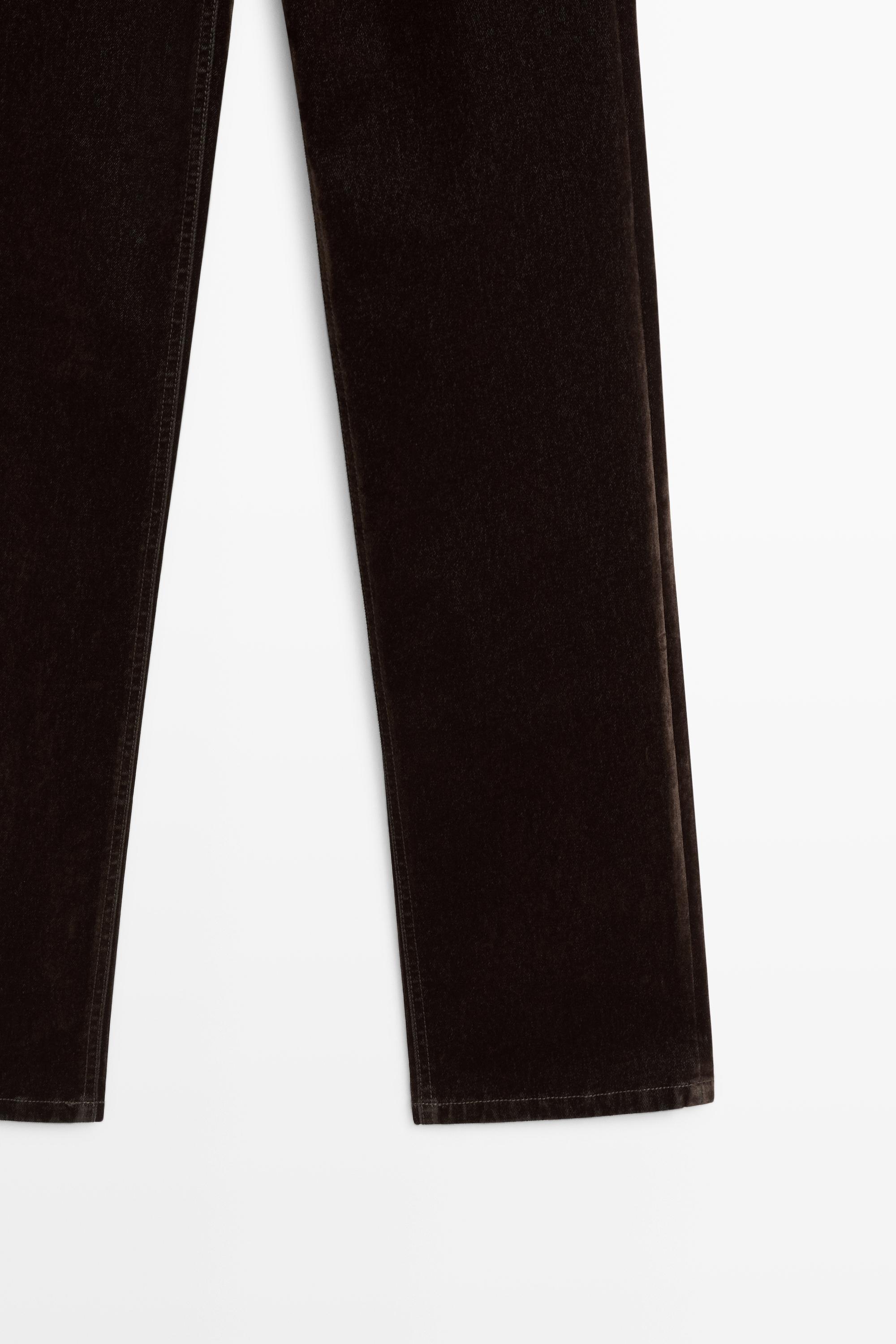 Low-rise straight-leg jeans with flocking finish