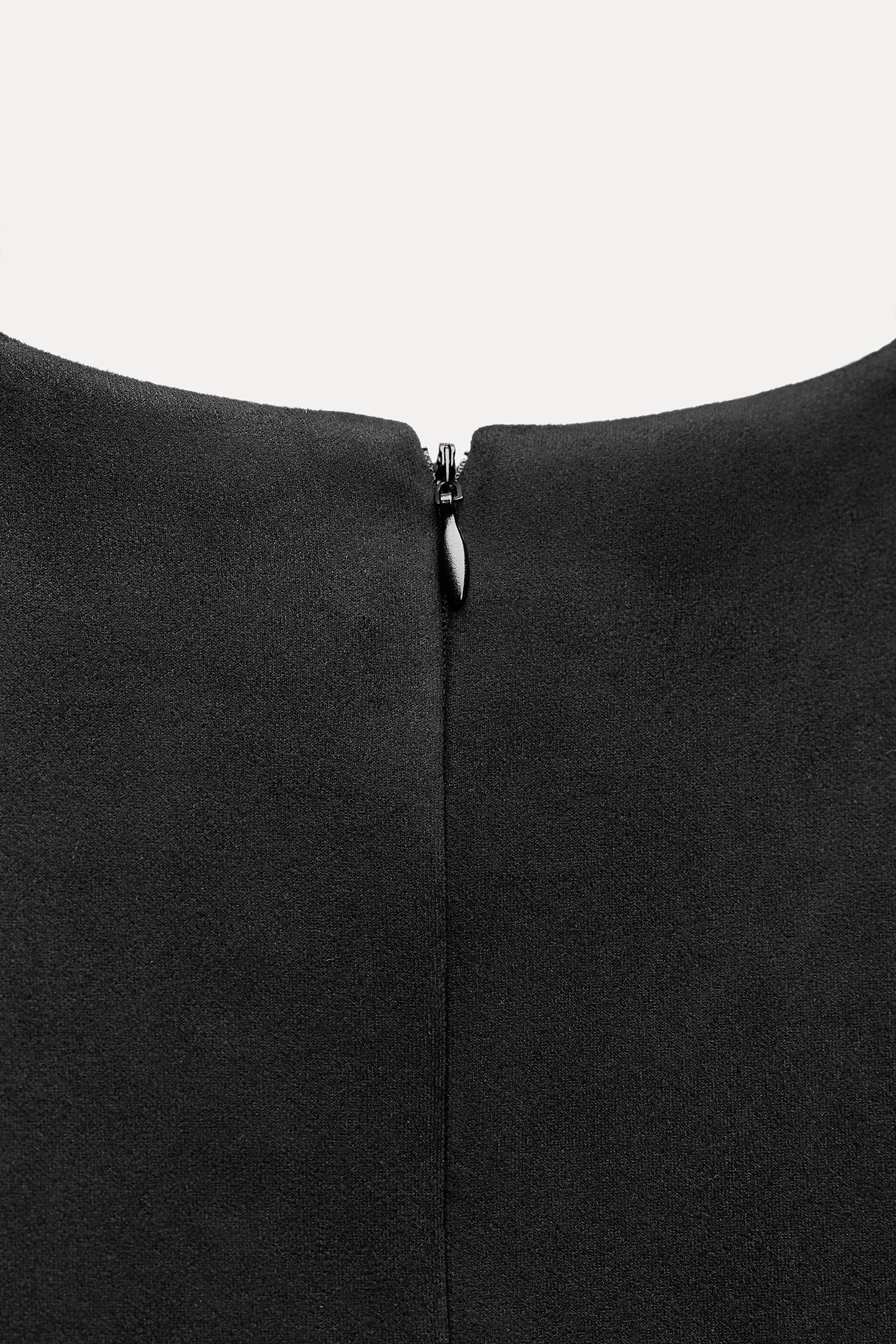 コントラスト プリーツ ミディワンピース - ブラック | ZARA