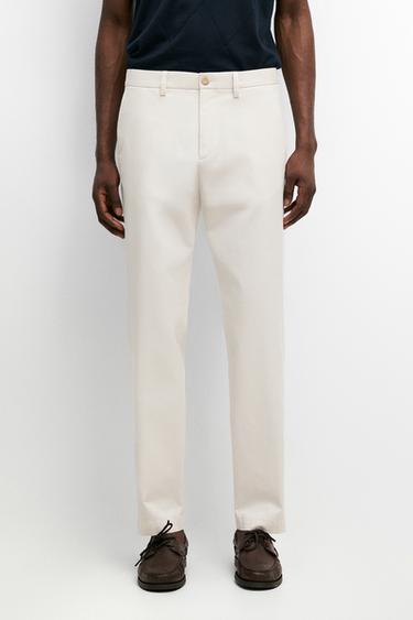 Cotton blend slim fit pants — Beige 2