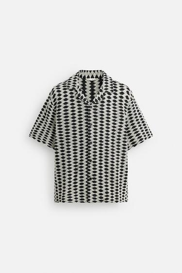 CHEMISE JACQUARD CONTRASTÉE - Écru de Zara - Image 5