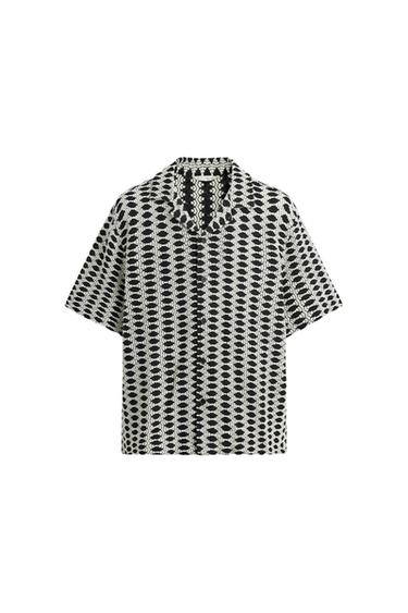 Zara CONTRAST JACQUARD SHIRT - Ecru - Image 0