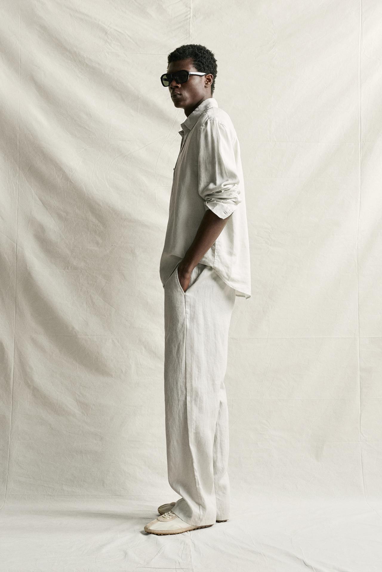 100% LINEN REGULAR FIT PANTS — Sand