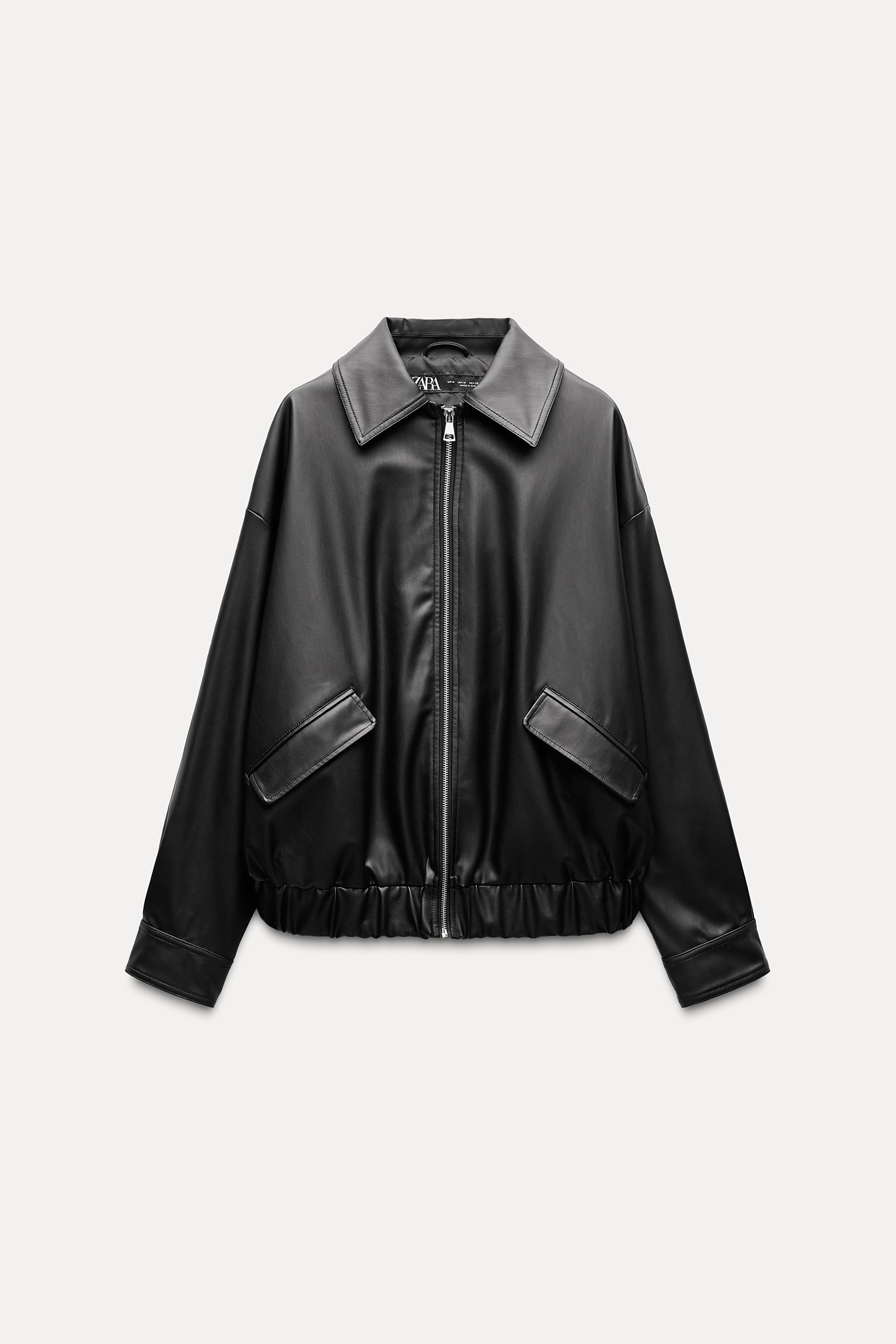 Zara Quilted Faux shops Leather Oversized Long Coat