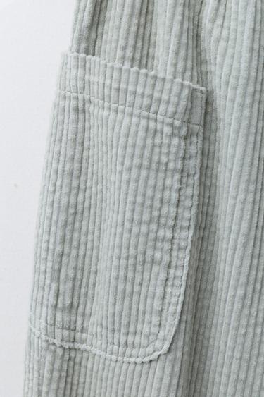 PANTALON EN VELOURS CÔTELÉ À POCHES - Vert de Zara - Image 3