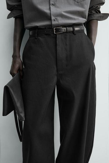PANTALON BARREL FIT LYOCELL - COTON - Noir de Zara - Image 5