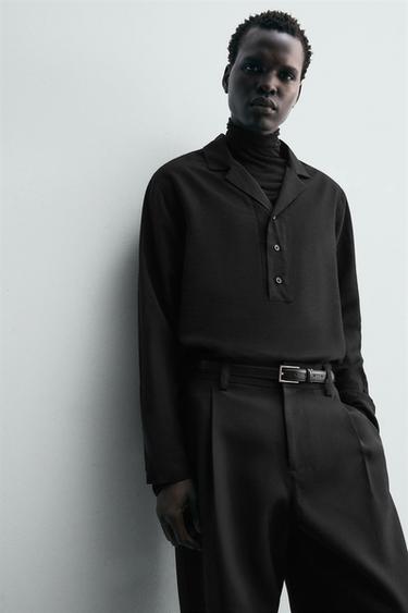 CHEMISE POLO FLUIDE - Noir de Zara - Image 4