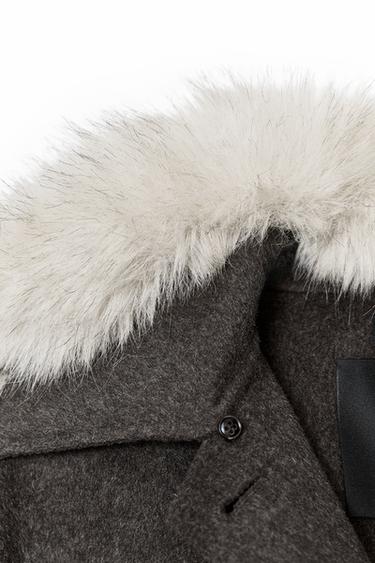 WOOL JACKET WITH FAUX FUR COLLAR ZW COLLECTION - Ecru / Beige by Zara - Image 8