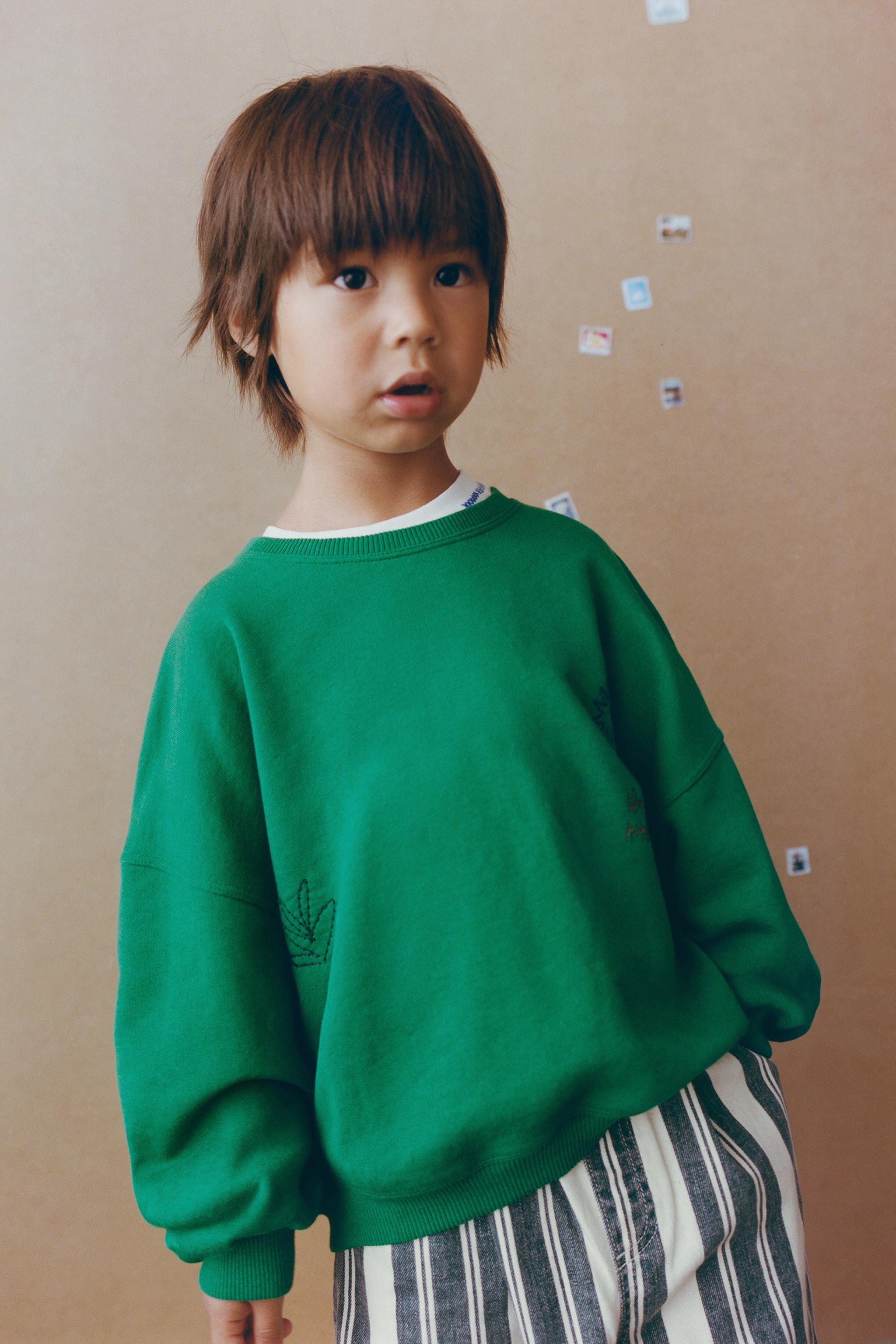 【ZARA】新品　刺繍入りスウェットシャツ テキスト＆花柄刺繍スウェットシャツ - ピンク | ZARA Japan / 日本