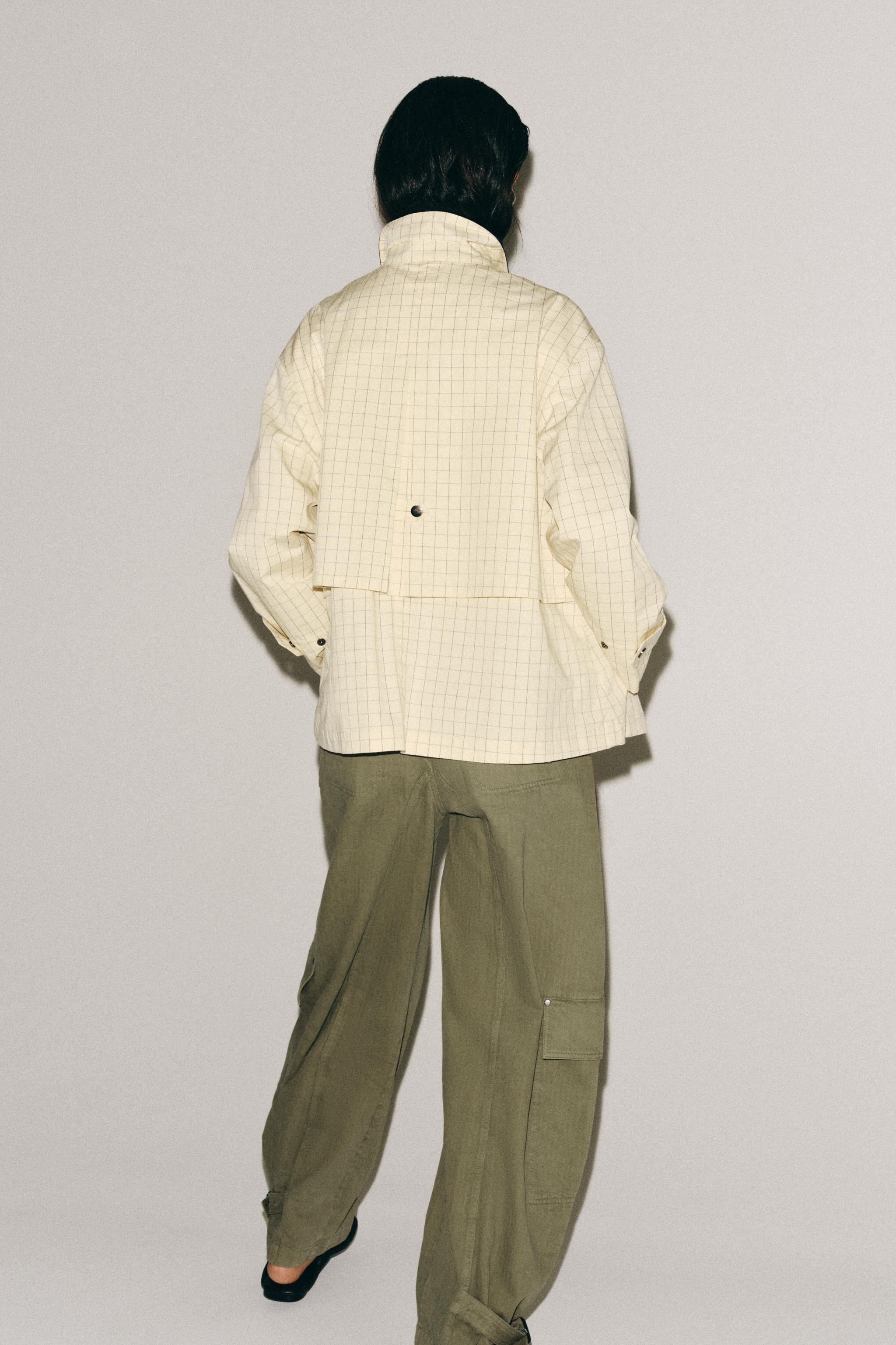 ZW COLLECTION CONTRAST COLLAR PLAID JACKET
