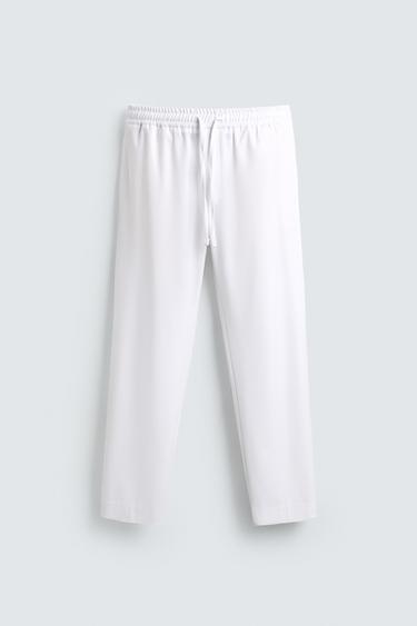 PANTALON JOGGER À TAILLE CONFORTABLE - Blanc de Zara