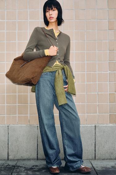 Zara 100% 喀什米爾羊毛鈕扣外套 - 綠色