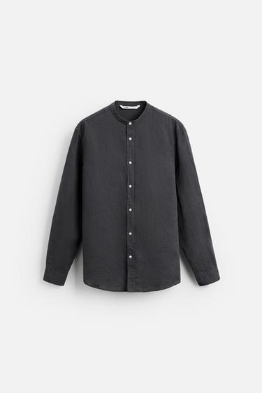 CAMISA LINO - ALGODÓN - Carbón de Zara