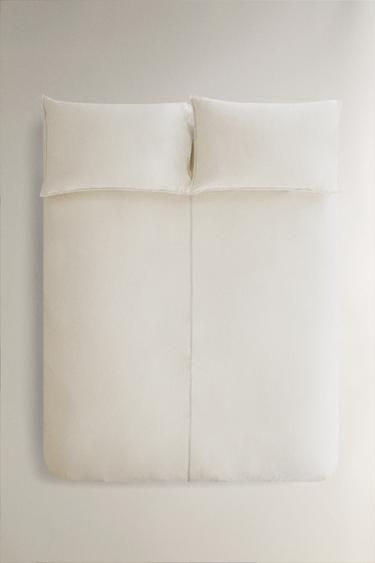 TOPSTITCHED DUVET COVER - Oyster-white by Zara - Image 0