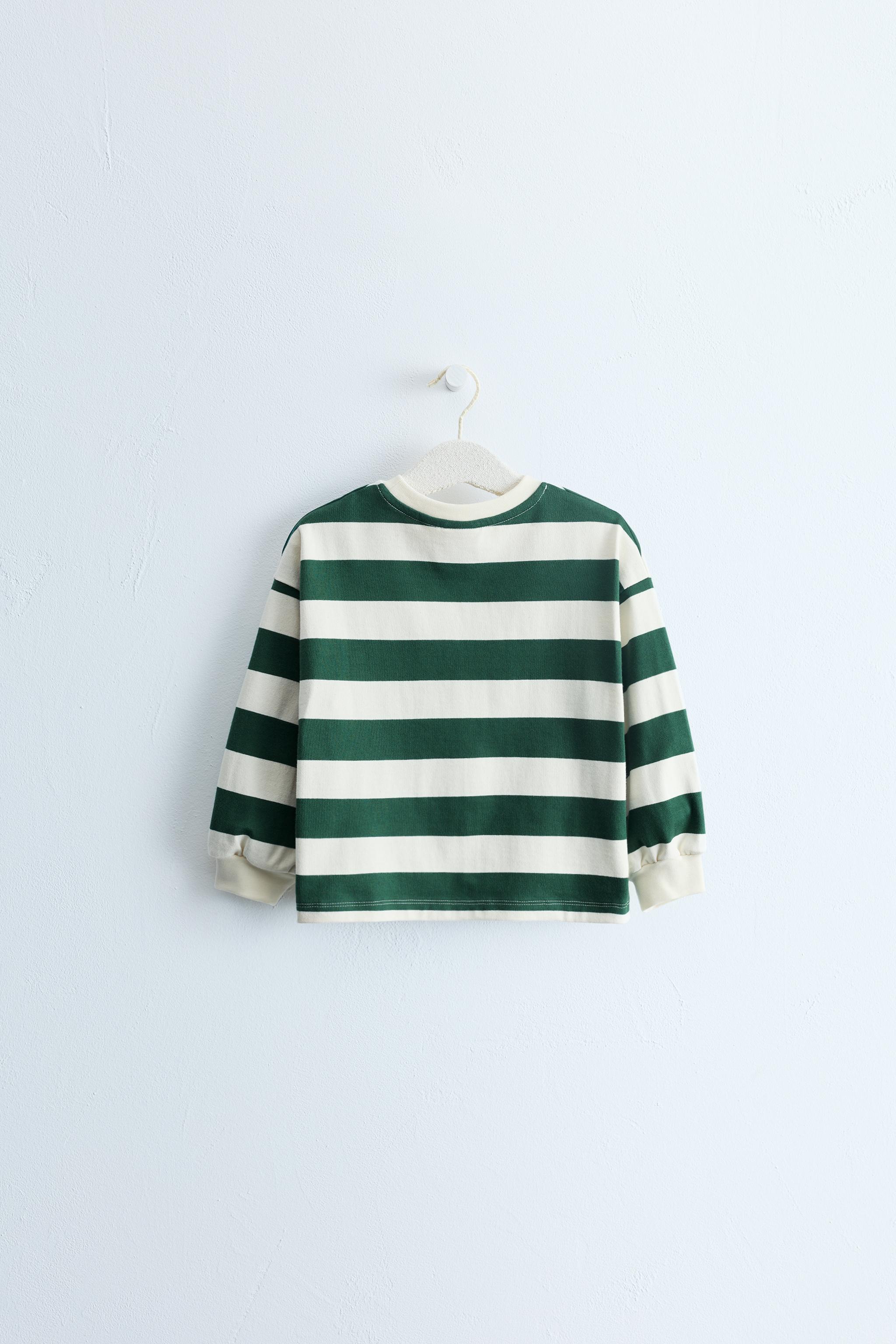 ZARA TIMELESS - STRIPED PRINT T-SHIRT — GREEN