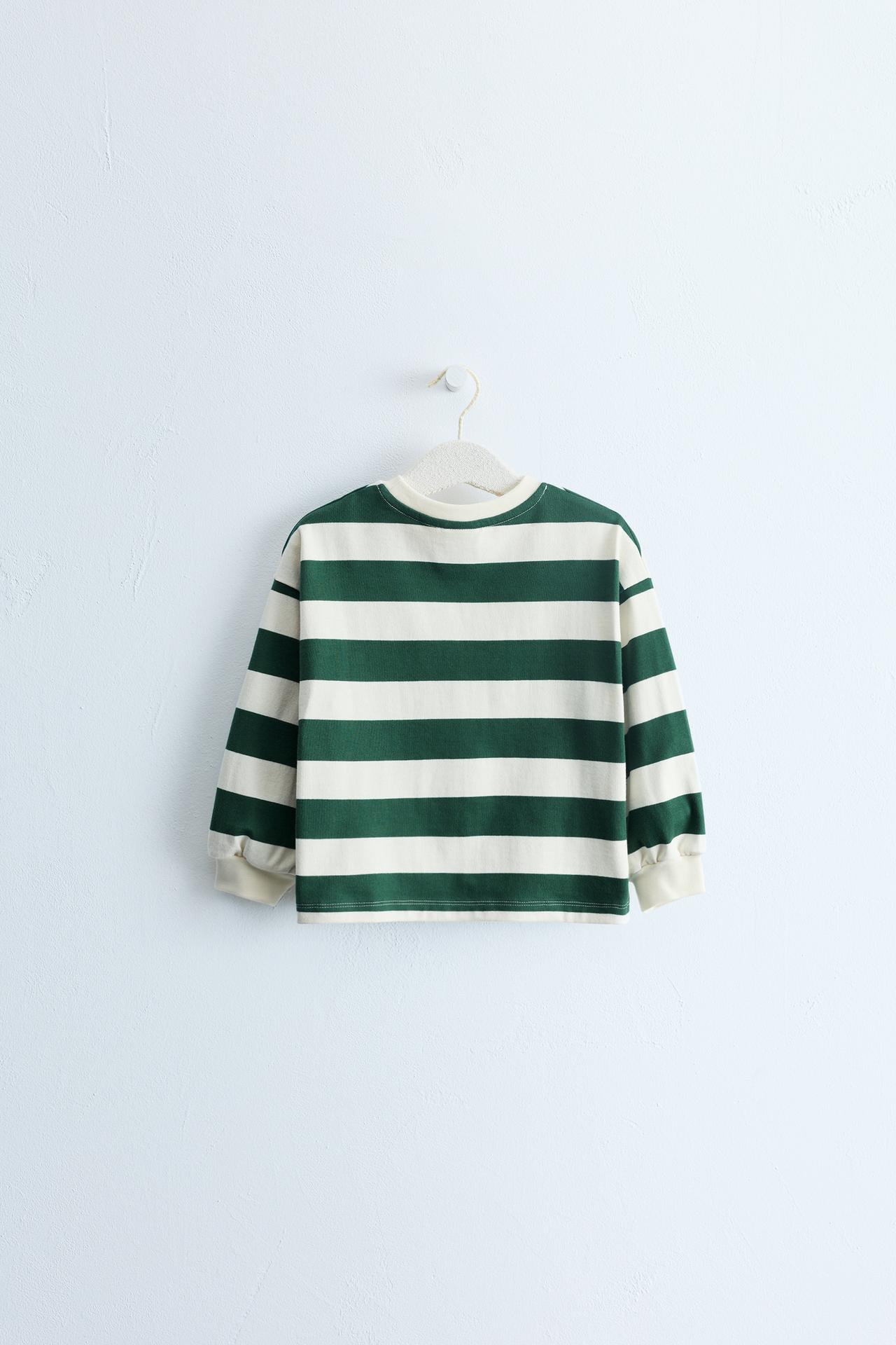 ZARA TIMELESS - STRIPED PRINT T-SHIRT — GREEN