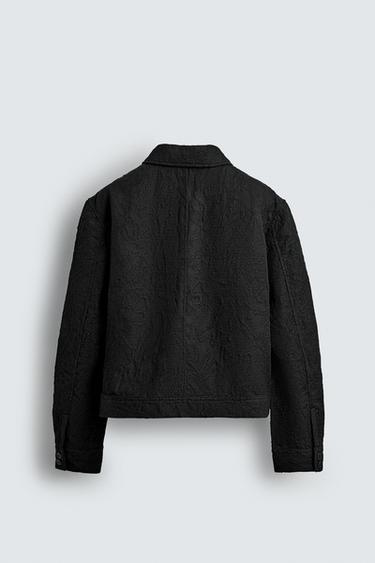 Zara CROCHET TEXTURED JACKET - Black