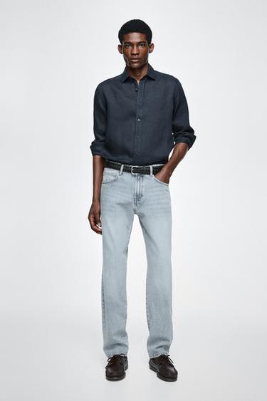 Zara Tapered fit cotton jeans - Mid-blue