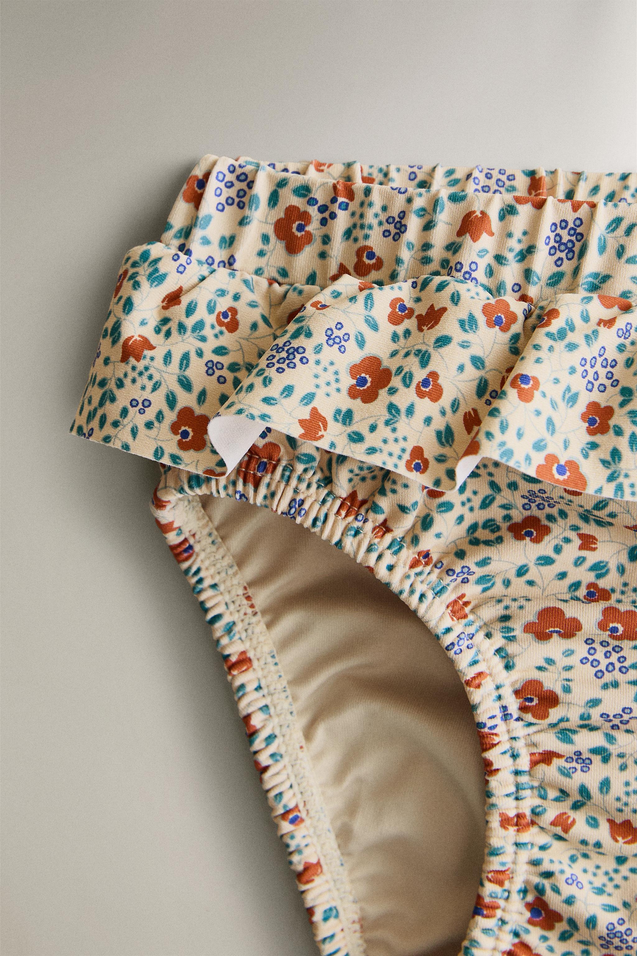BABY FLORAL RUFFLE BEACH DIAPER COVER