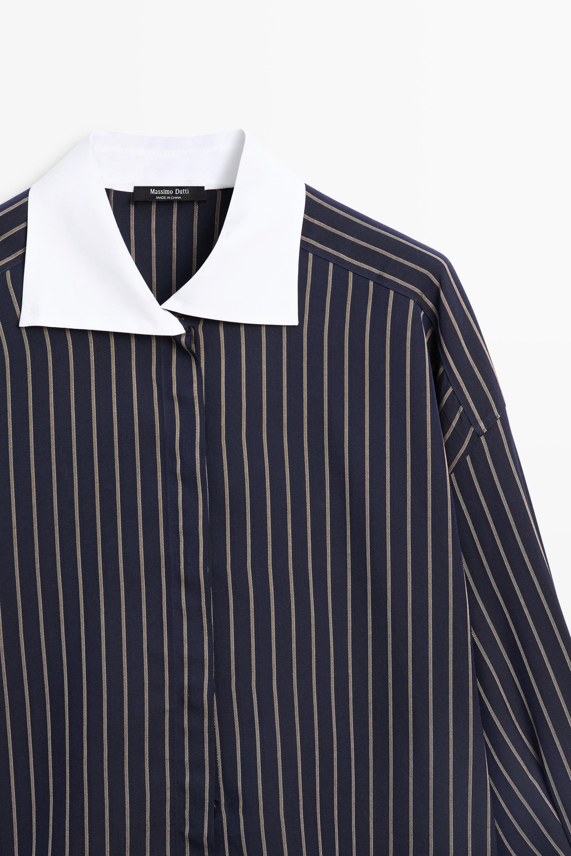 Chemise à rayures et col contrastant