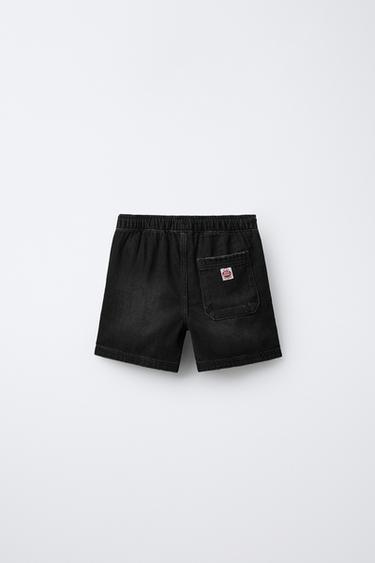 CALÇÕES BERMUDA DENIM ETIQUETA - Preto da Zara