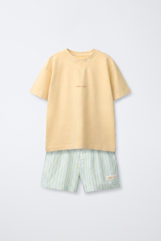 6-14/ PIJAMA COMBINADO RAYAS - Amarillo de Zara - Imagen 0