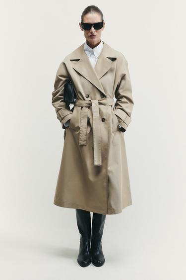 ДОВГИЙ ТРЕНЧ - бежево-коричневий Zara