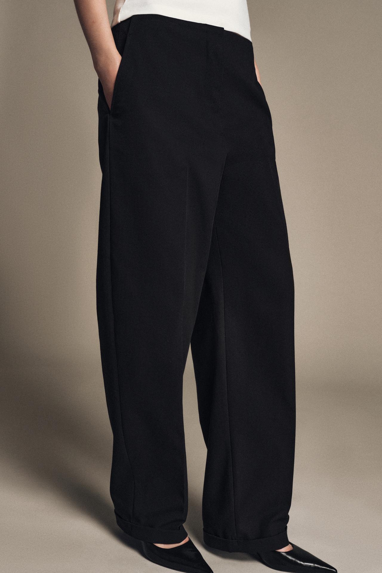 ZW COLLECTION HIGH-RISE PLEATED PANTS — Black
